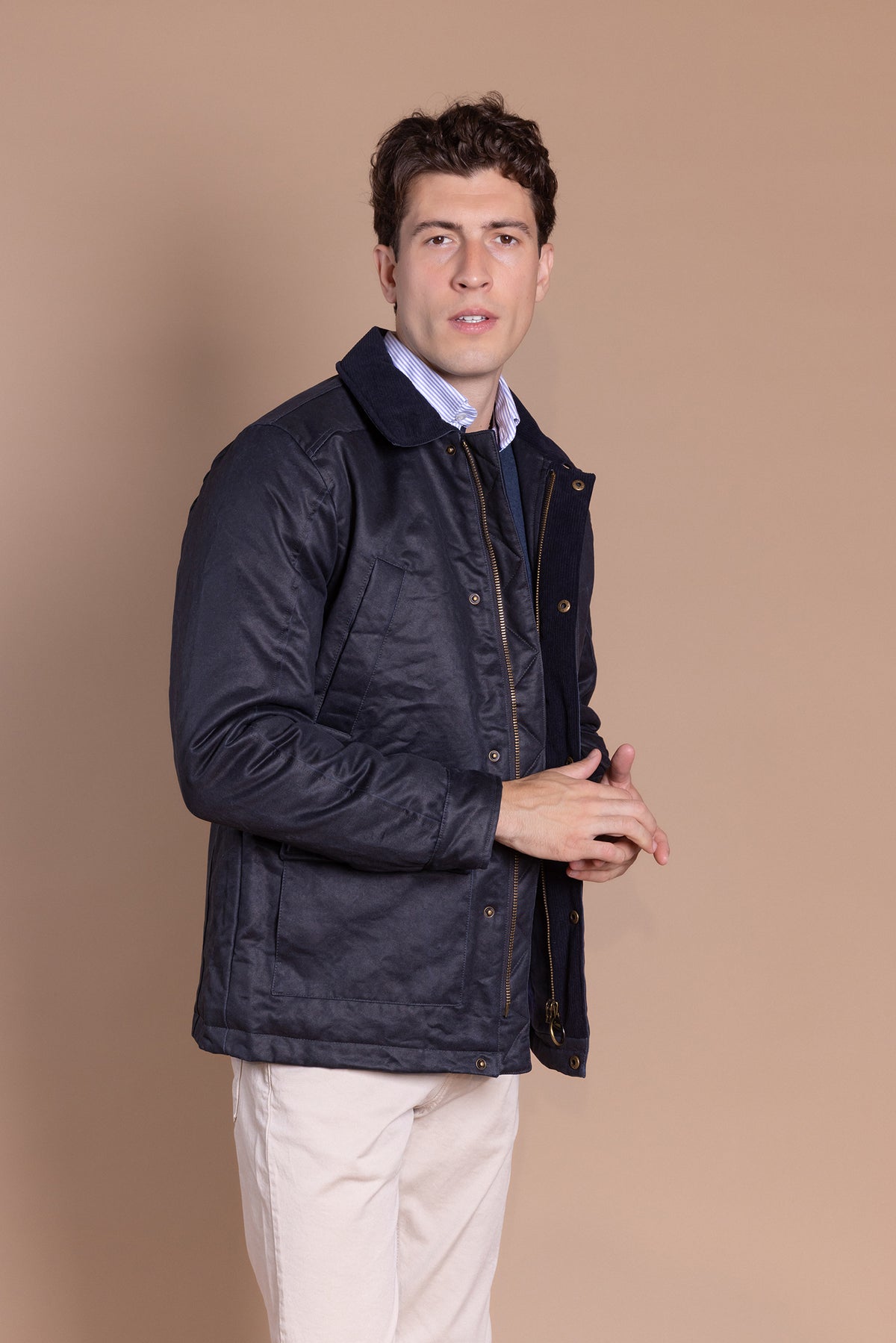 Parka Encerada Azul Marino