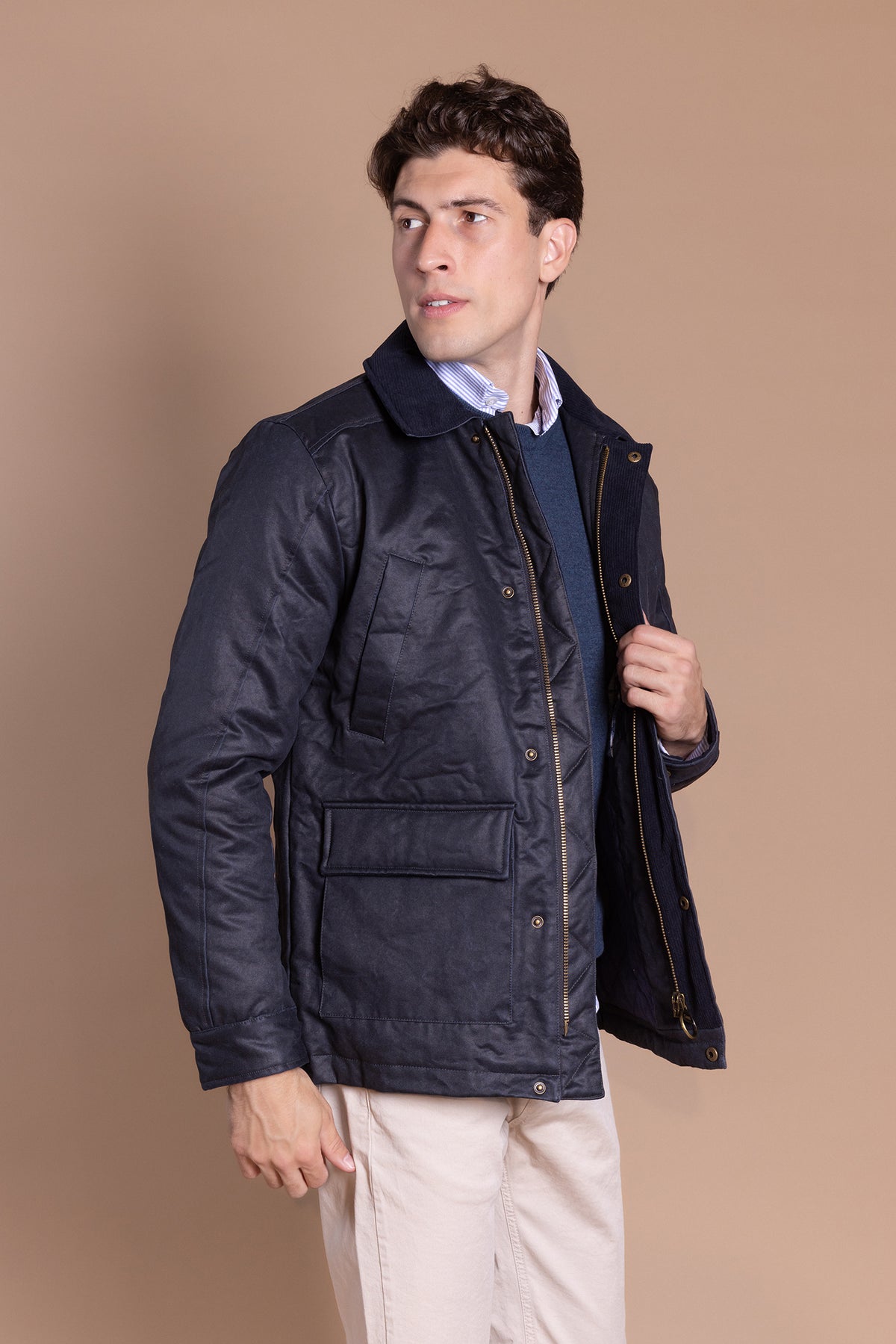 Parka Encerada Azul Marino