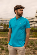 Polo Básico Manga Corta Azul Turquesa
