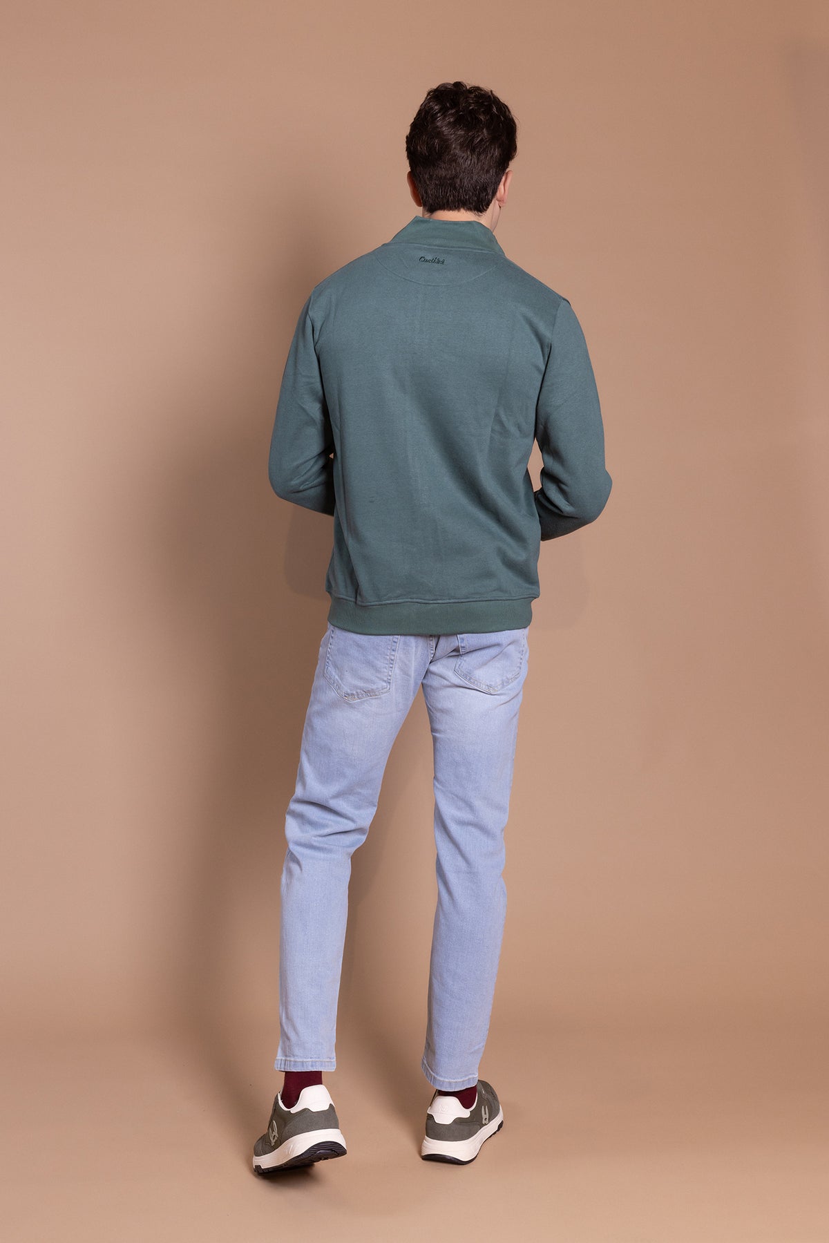 Sudadera Cremallera Tacto Melocotón Verde Botella | Roma