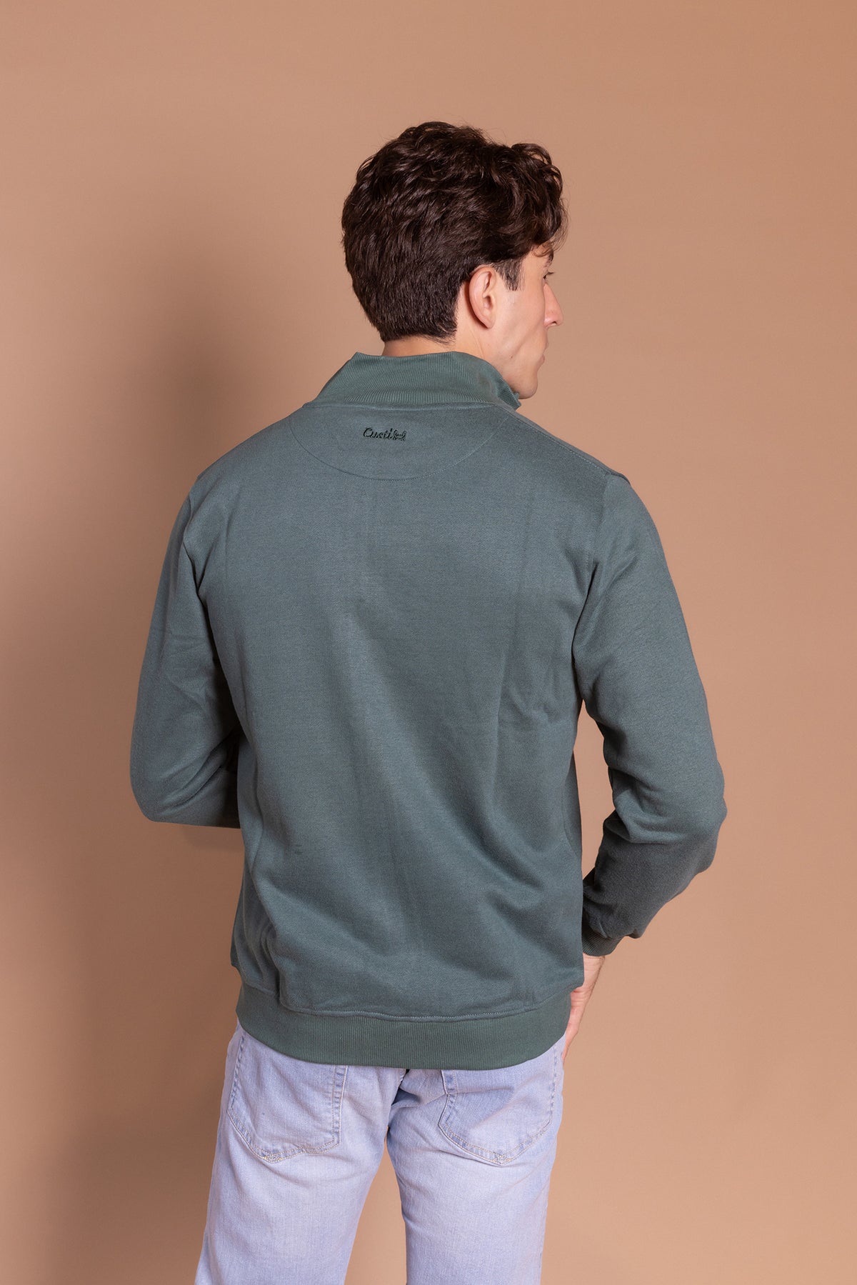 Sudadera Cremallera Tacto Melocotón Verde Botella | Roma