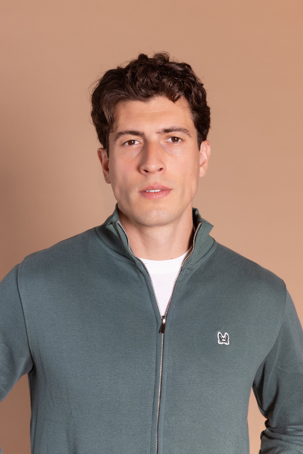 Sudadera Cremallera Tacto Melocotón Verde Botella | Roma