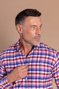 Camisa Franela Cuadro Azul Burdeos | Esparragal