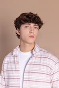 Camisa Franela Raya Horizontal Burdeos | Carcabuey