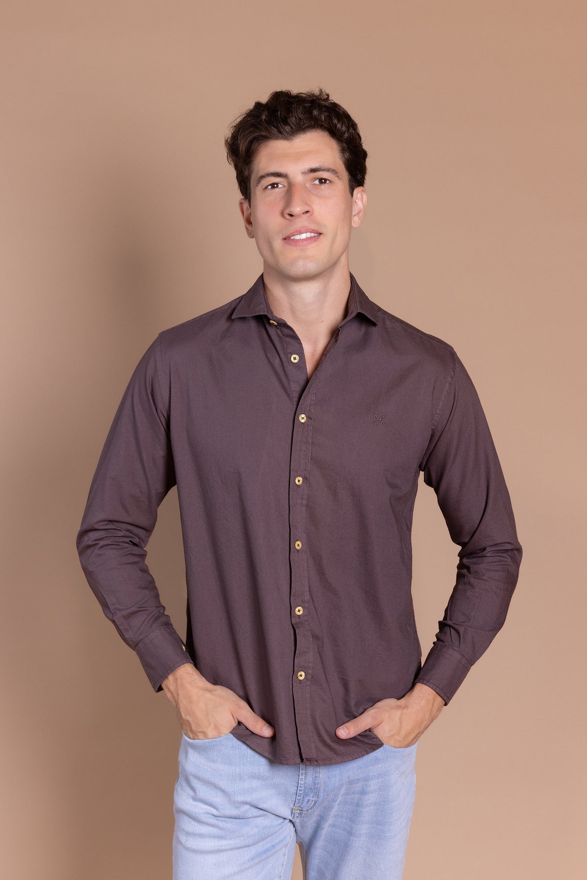 Camisa Oxford Marrón | Garment Dyed