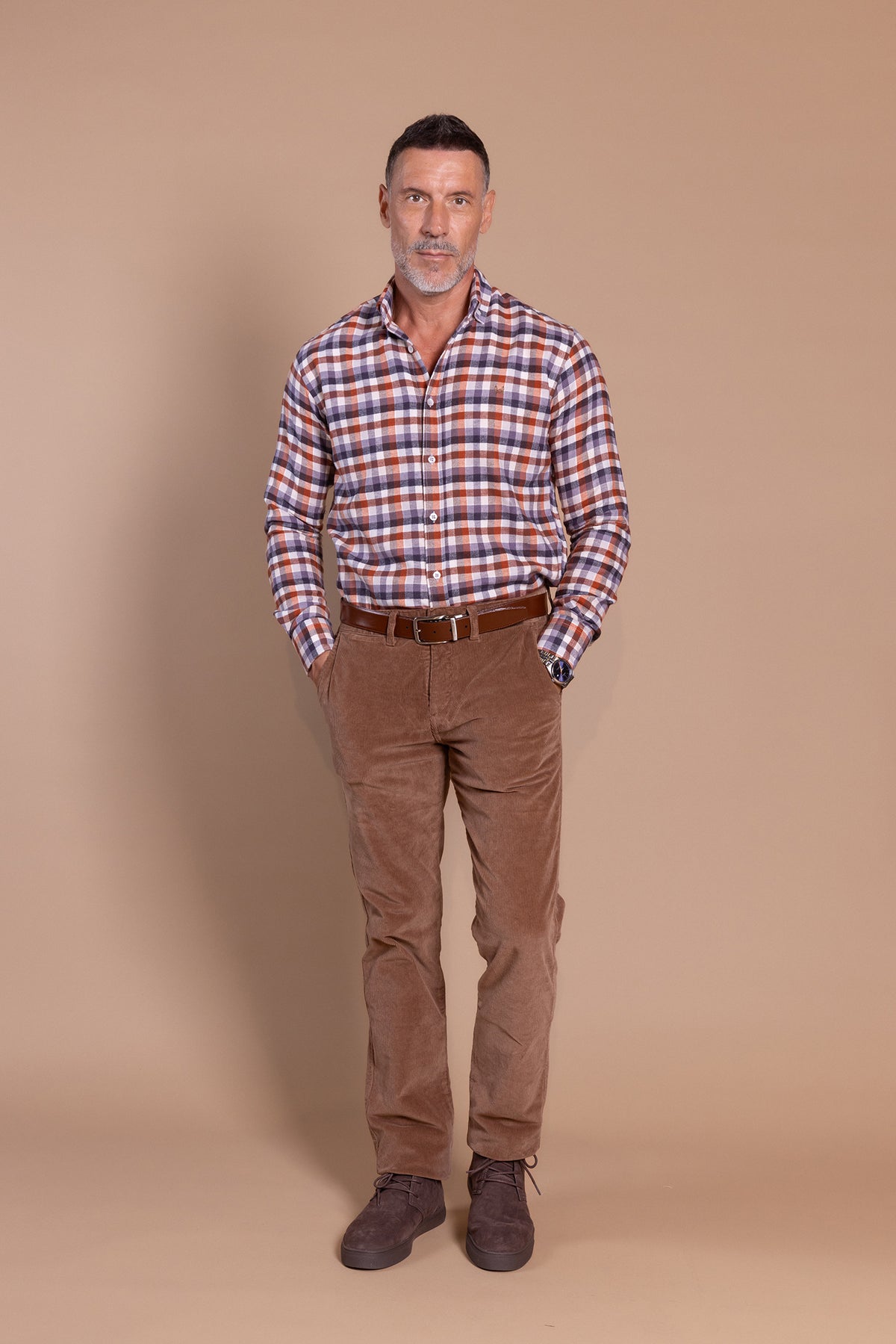Camisa Franela Cuadro Gris Marrón | Esparragal