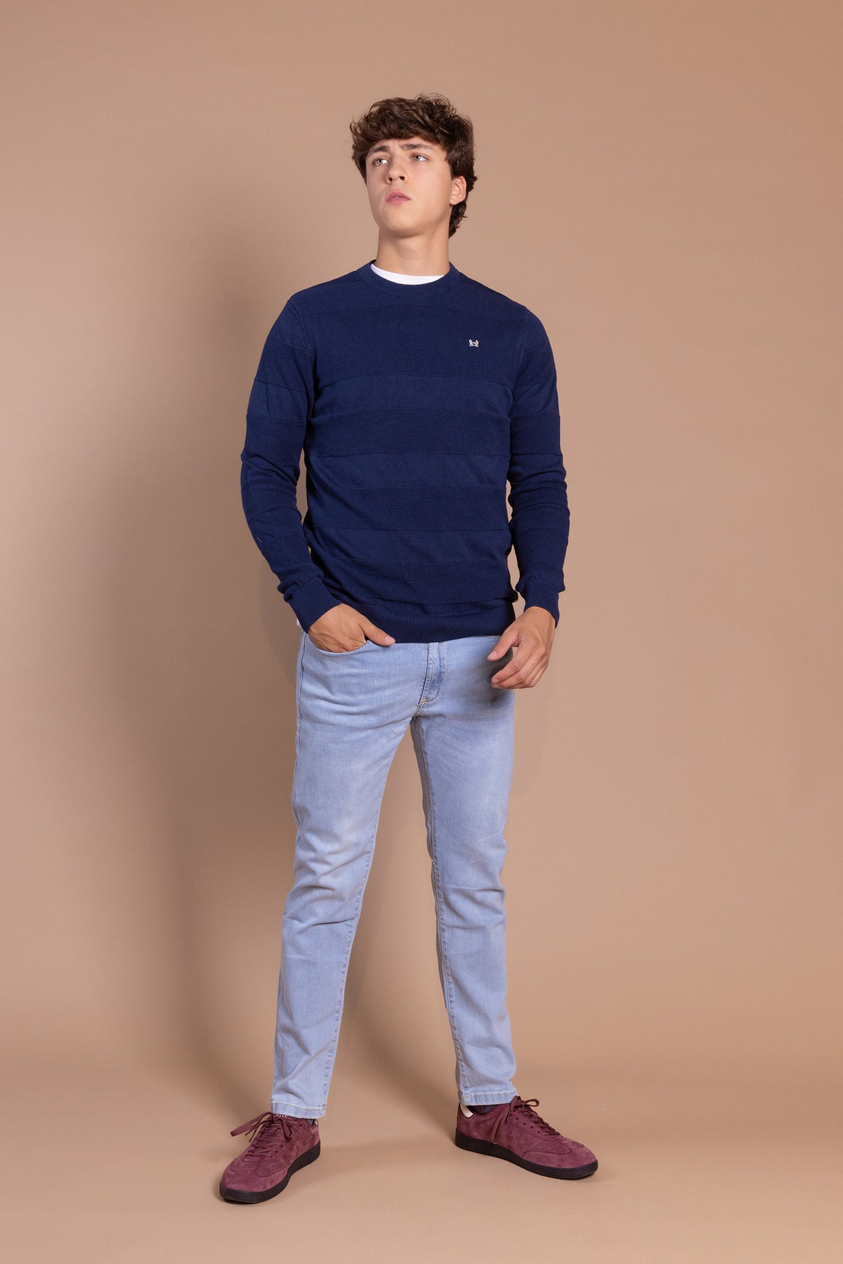 Jersey Rayas Estructura Azul Indigo