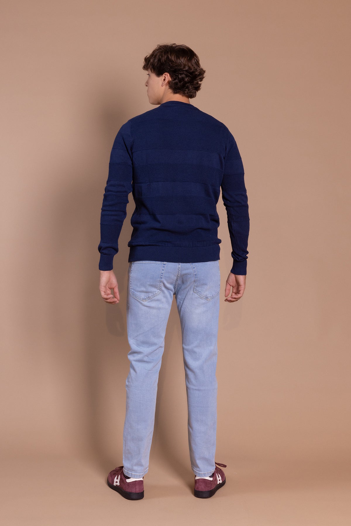 Jersey Rayas Estructura Azul Indigo