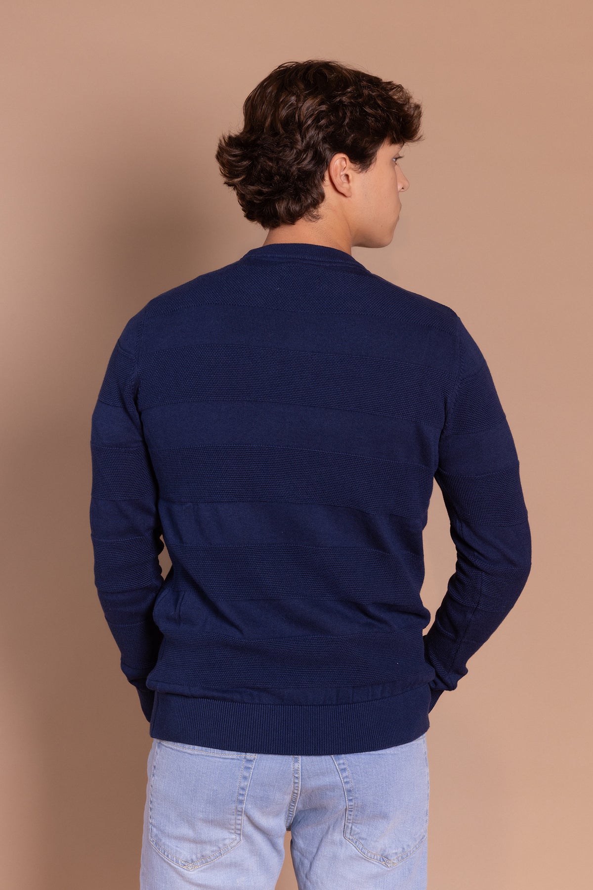 Jersey Rayas Estructura Azul Indigo