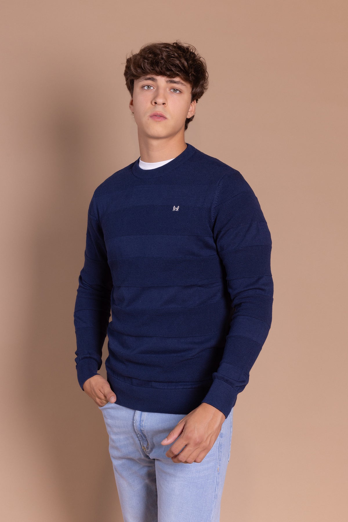Jersey Rayas Estructura Azul Indigo