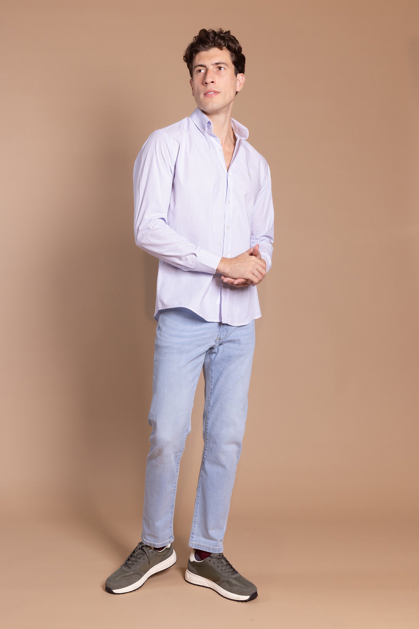 Camisa Cuadro Fino Celeste | Zamoranos