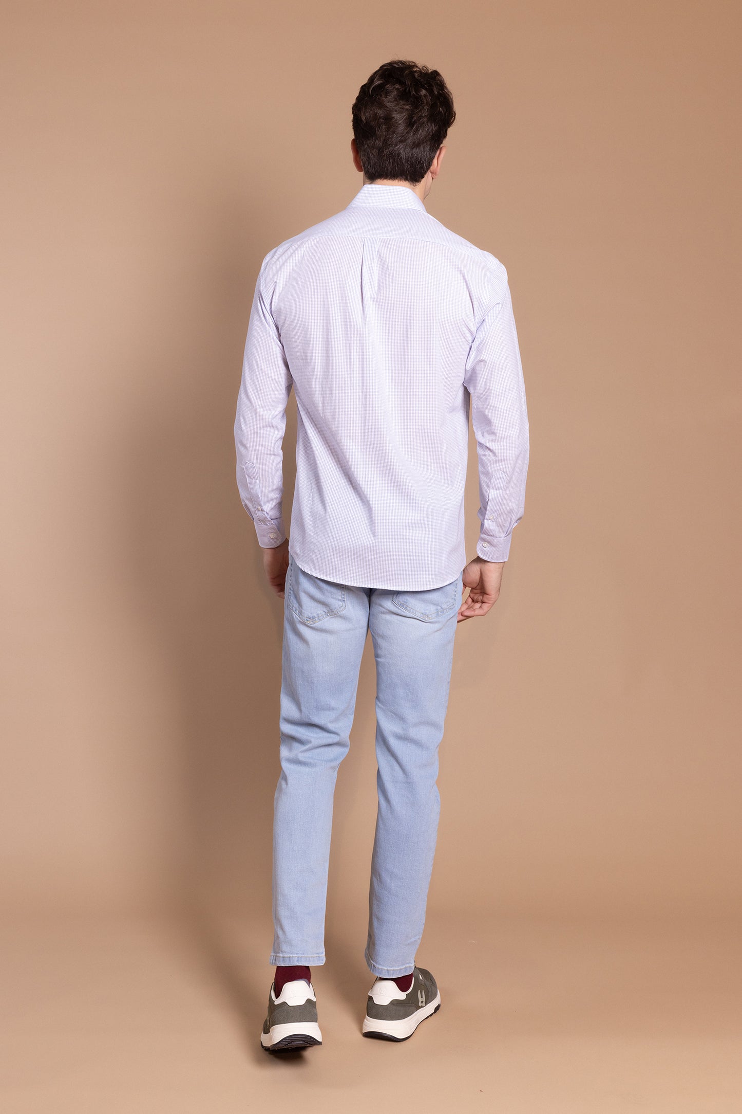 Camisa Cuadro Fino Celeste | Zamoranos