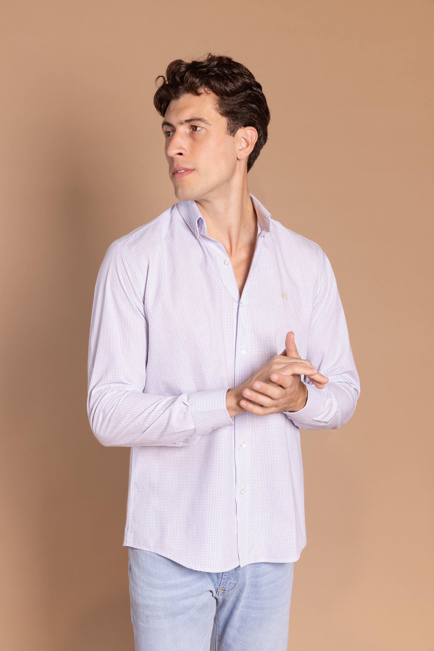 Camisa Cuadro Fino Celeste | Zamoranos