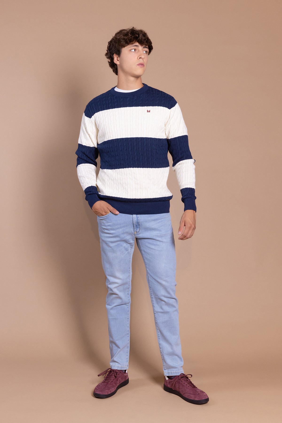 Jersey Ochos Rayas Blanco Marino