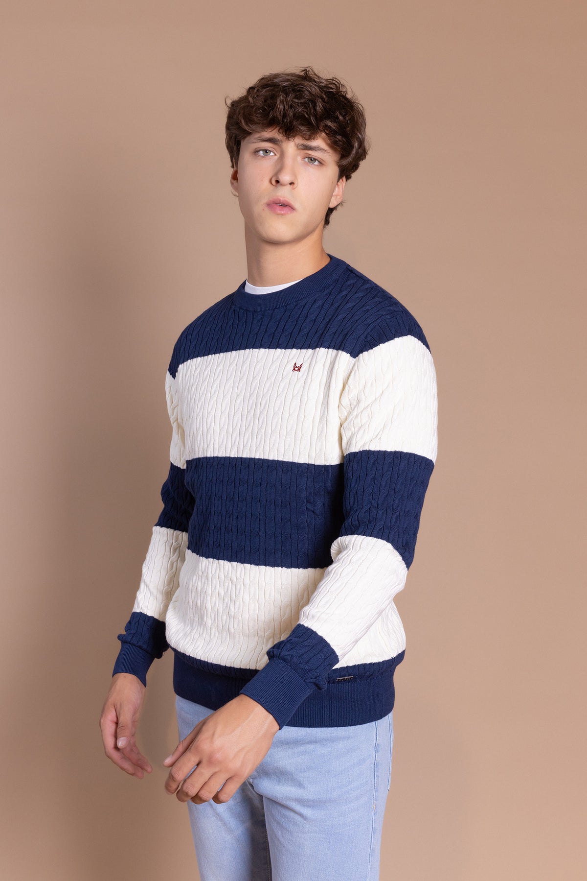 Jersey Ochos Rayas Blanco Marino