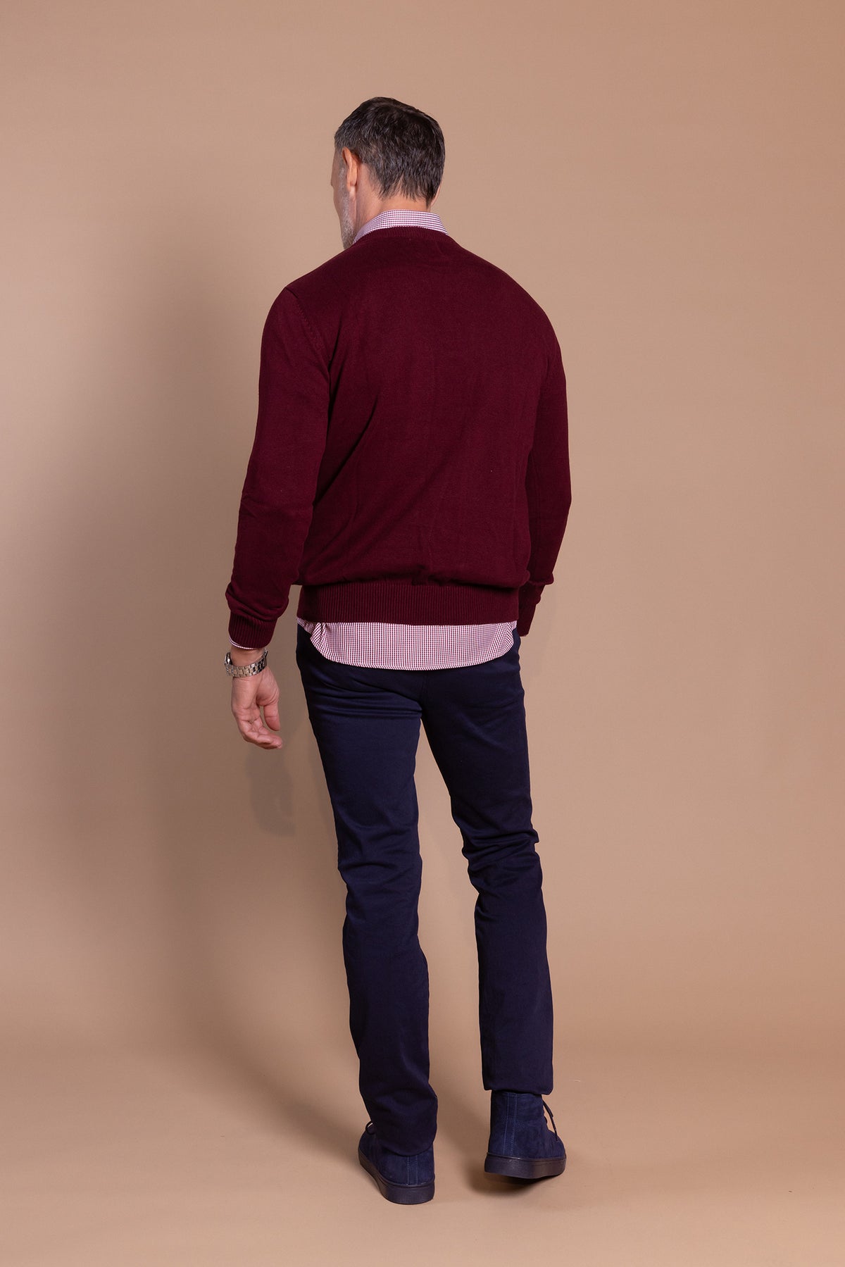 Jersey Básico Cuello Pico Vino