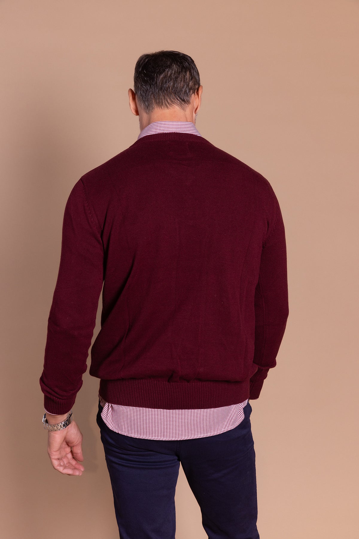 Jersey Básico Cuello Pico Vino