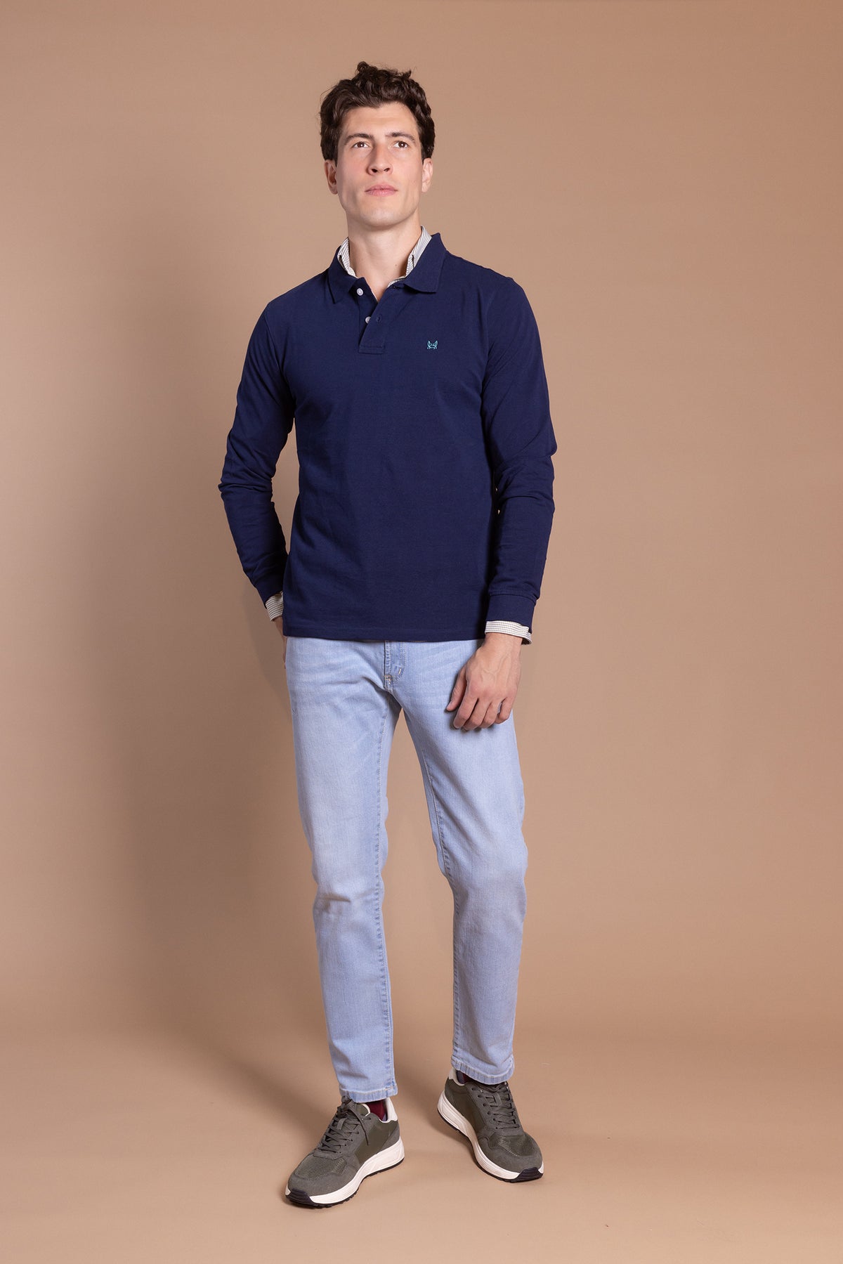 Polo Básico Manga Larga | Azul Marino