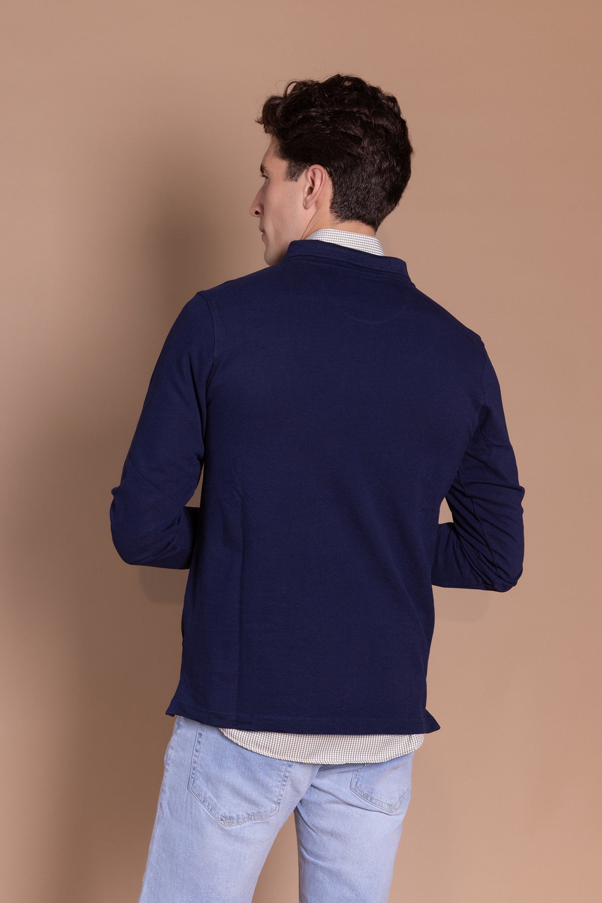 Polo Básico Manga Larga | Azul Marino