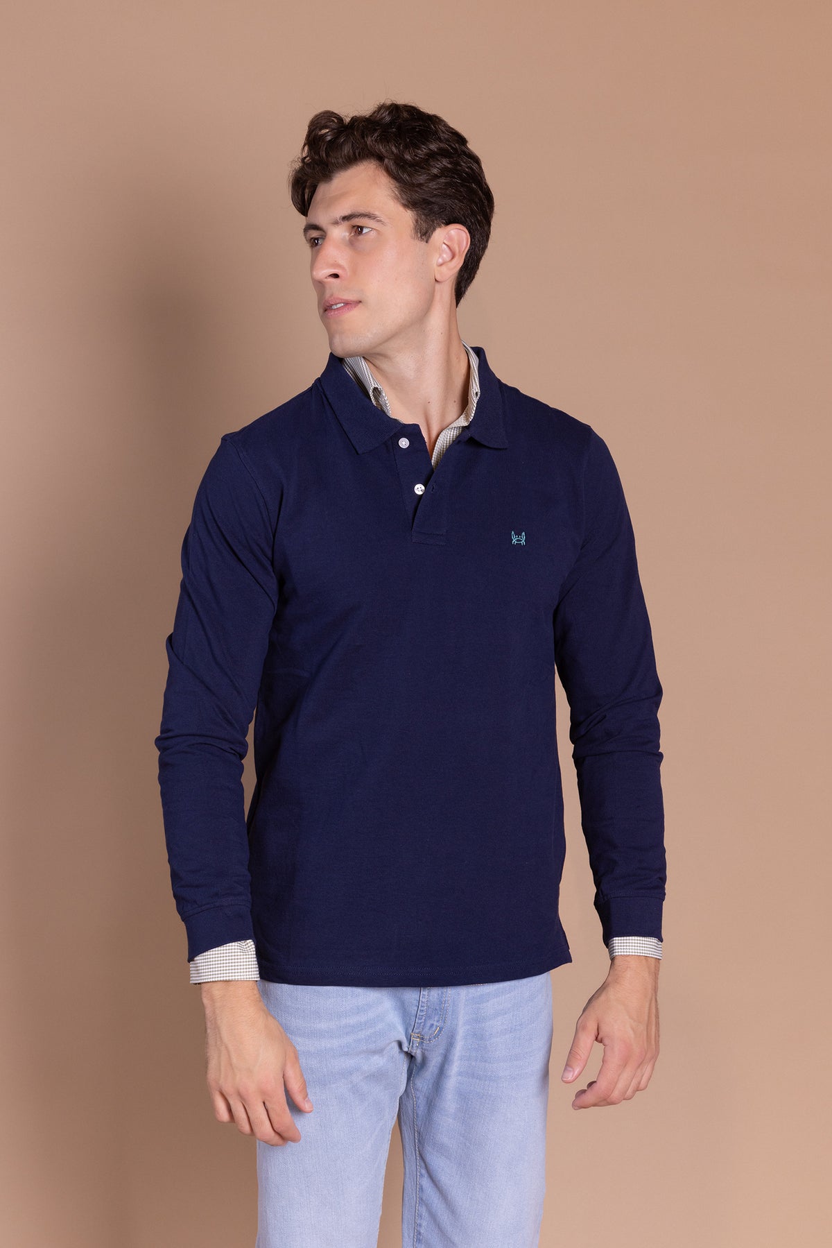 Polo Básico Manga Larga | Azul Marino