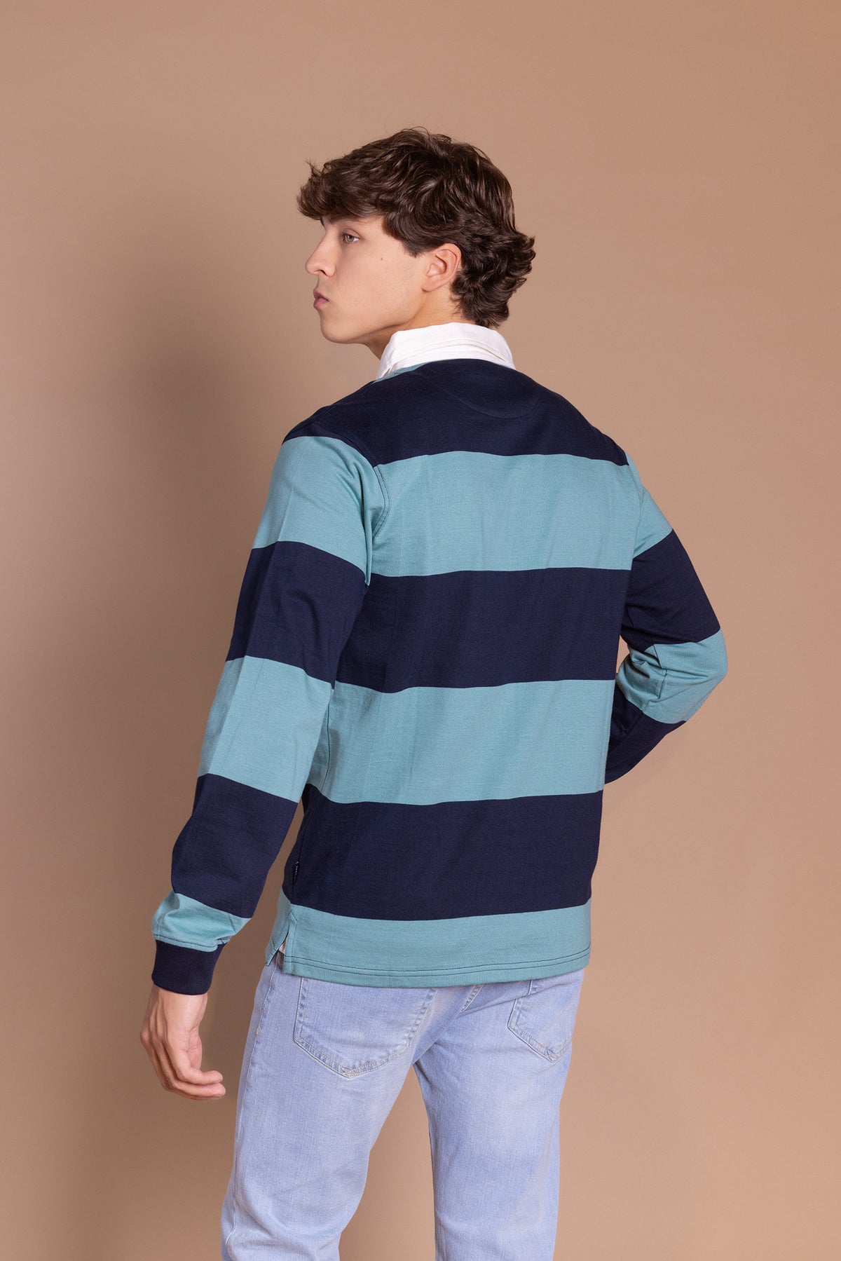 Polo Rugby Verde Azulado Marino