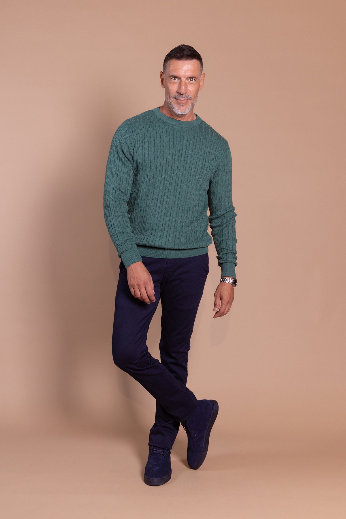 Jersey Ochos Cuello Redondo Verde Botella