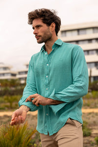 Camisa Lino Azul Turquesa | Lanzarote