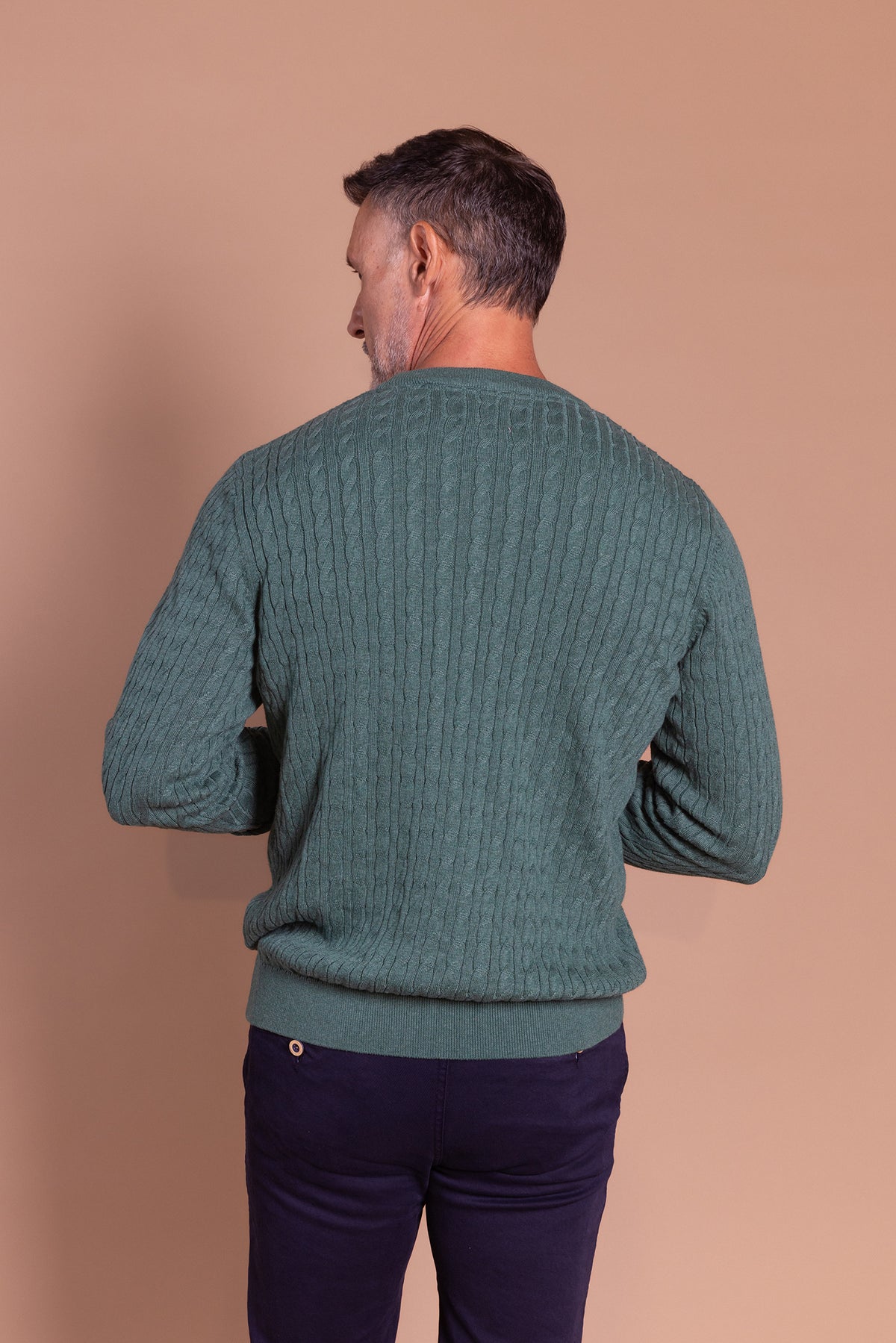 Jersey Ochos Cuello Redondo Verde Botella