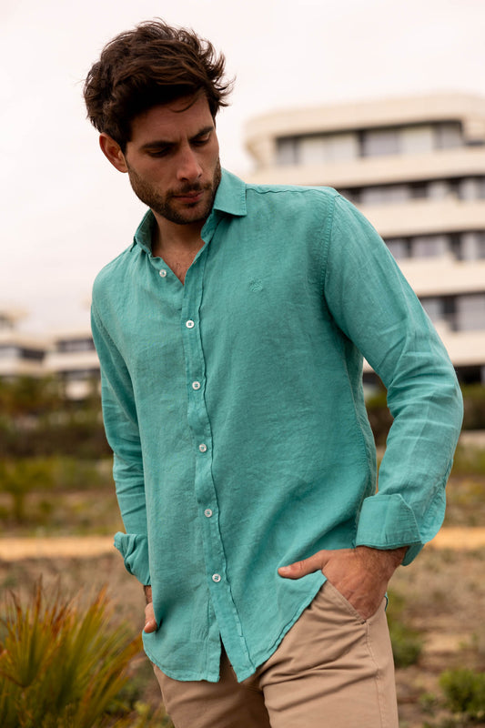 Camisa Lino Azul Turquesa | Lanzarote