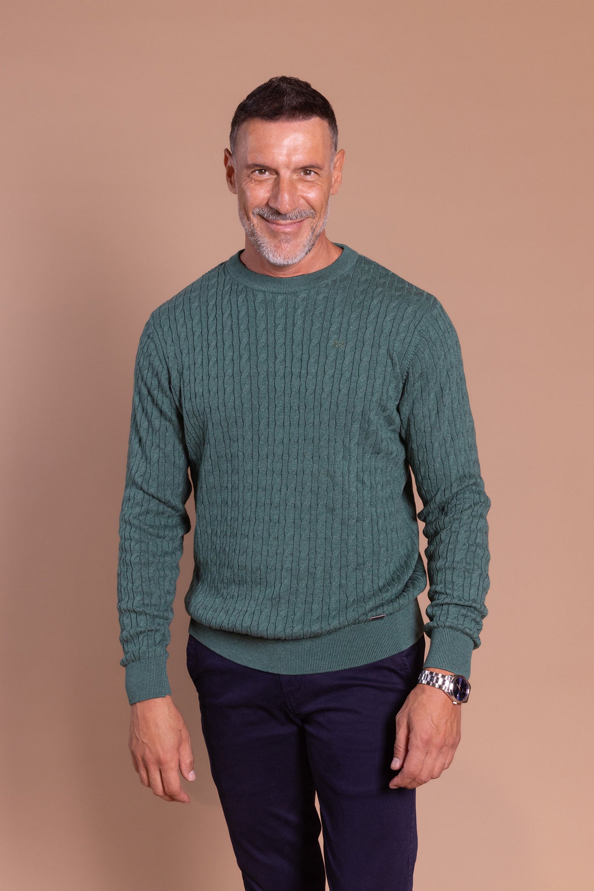 Jersey Ochos Cuello Redondo Verde Botella