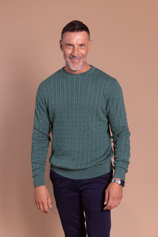Jersey Ochos Cuello Redondo Verde Botella