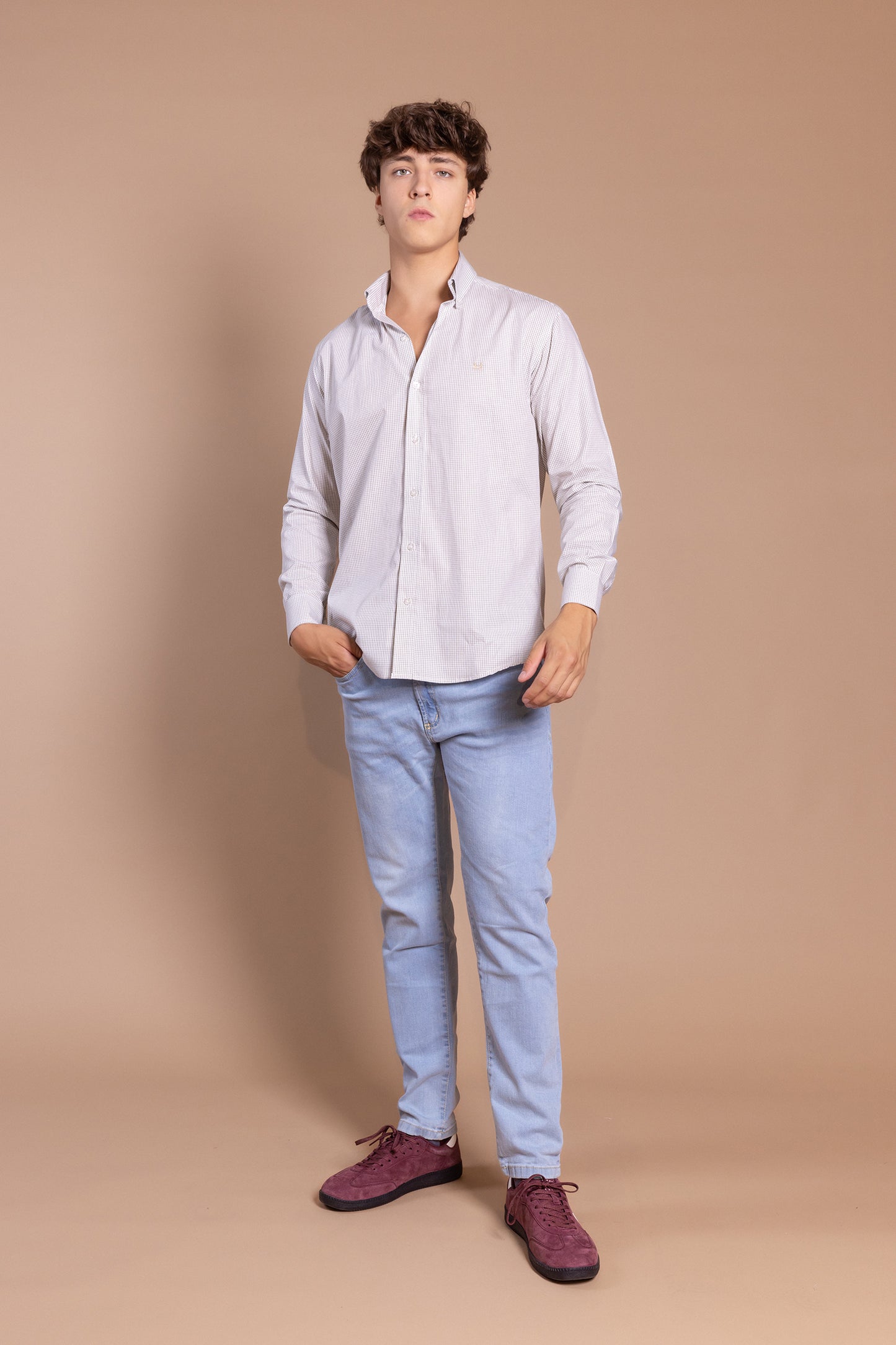 Camisa Cuadro Fino Kaki | Zamoranos