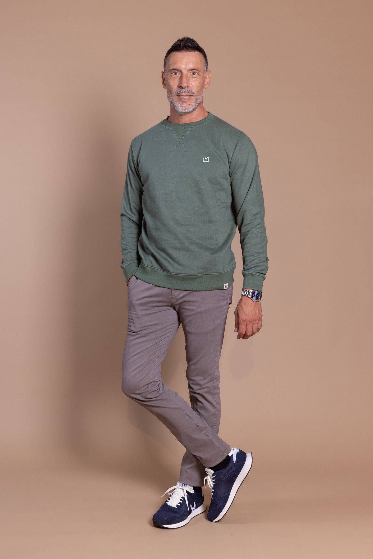Sudadera Básica Tacto Melocotón Verde Bosque
