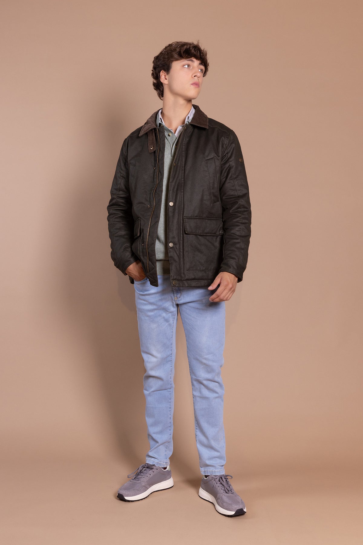 Parka Encerada Verde Kaki