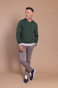 Jersey Básico Cuello Pico Verde Botella