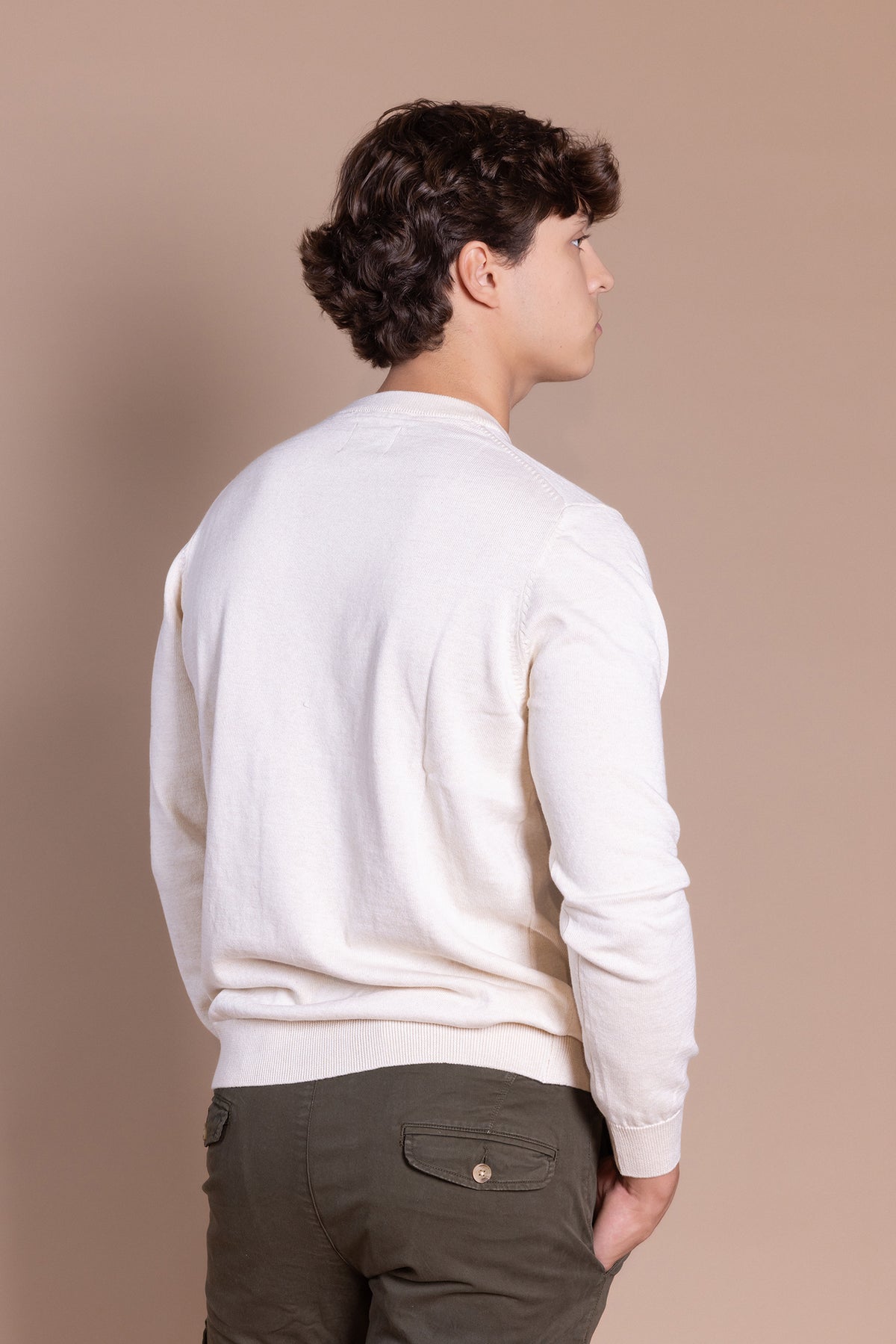 Jersey Básico Cuello Redondo Crema