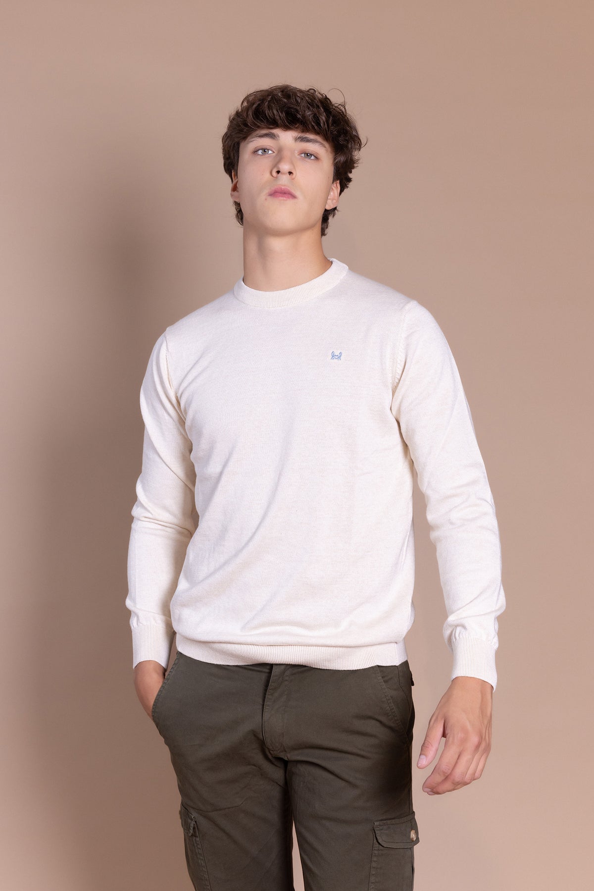Jersey Básico Cuello Redondo Crema