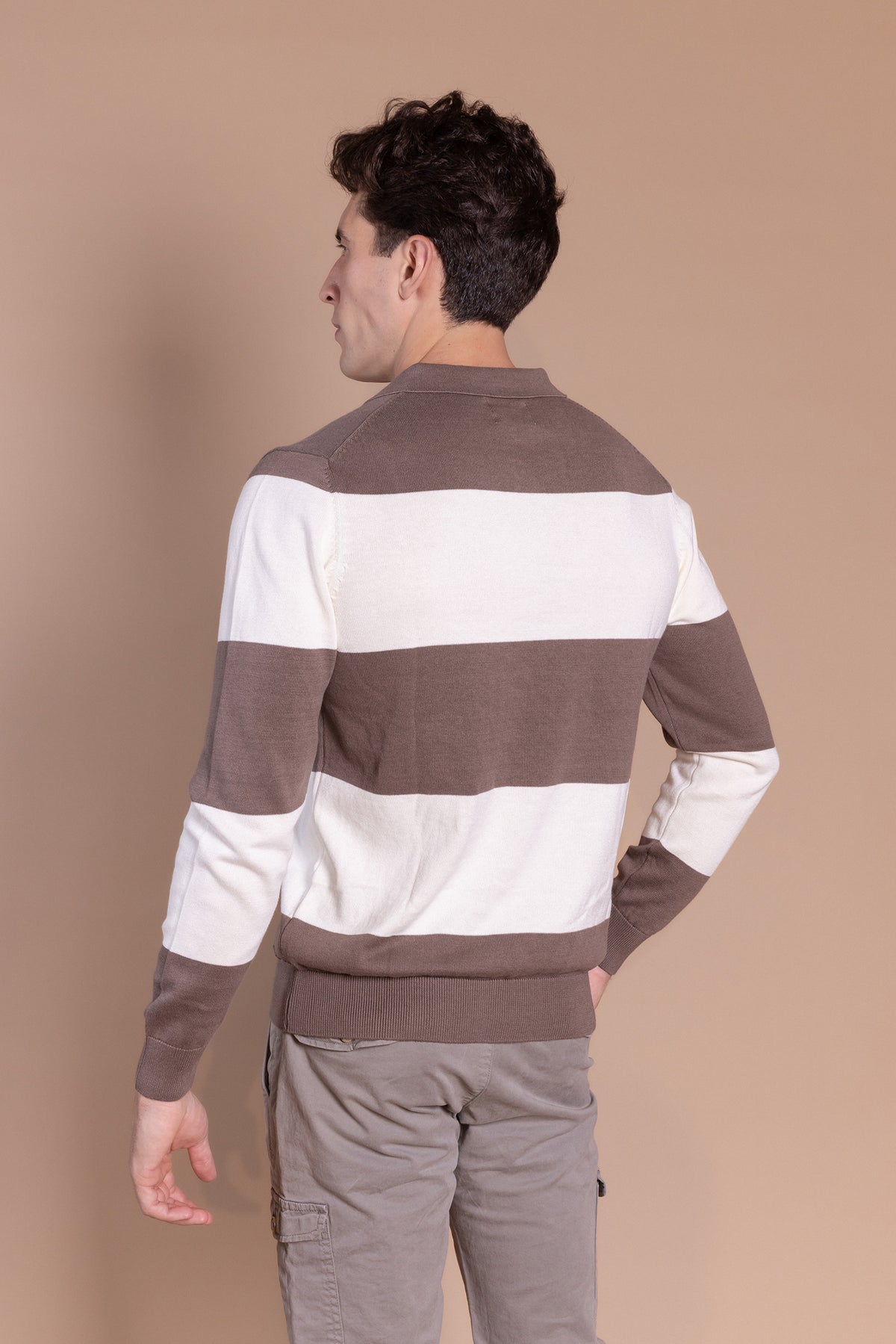Jersey Polo Rayas Visón Blanco