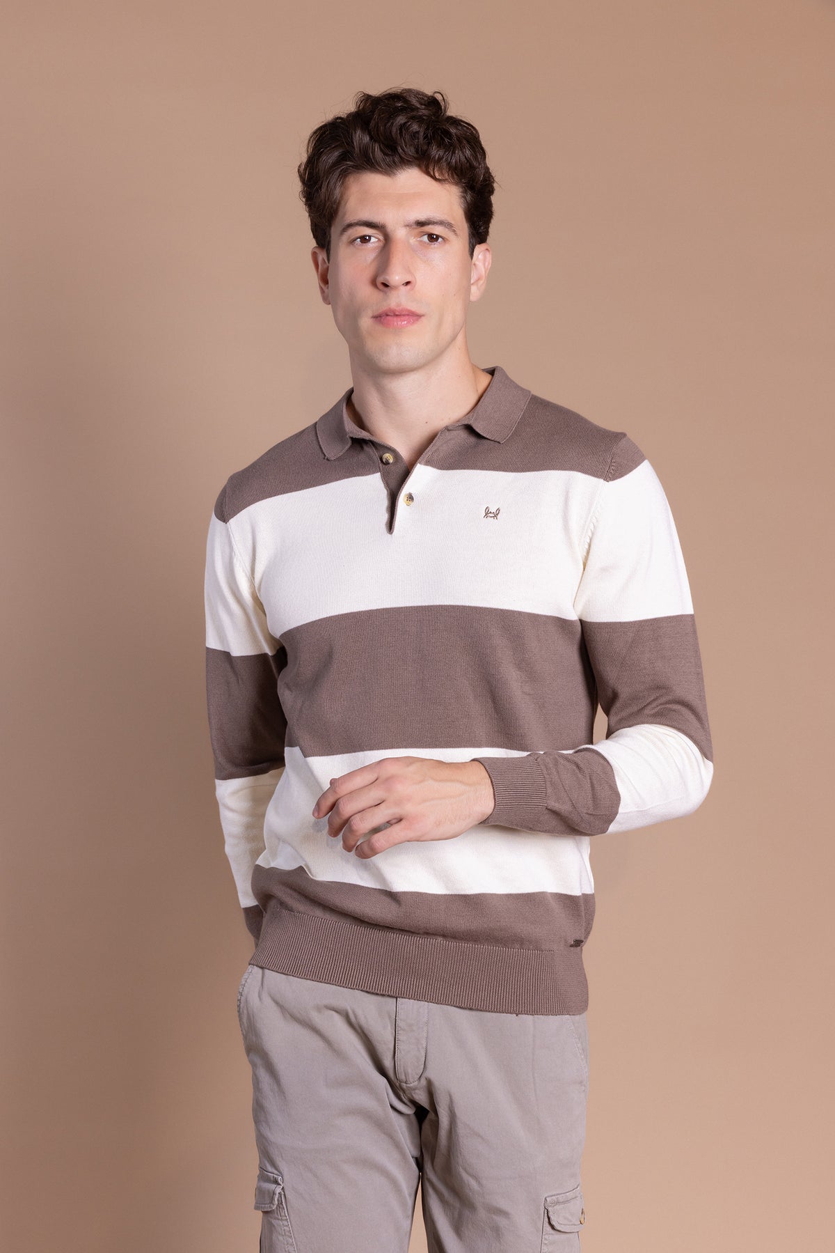 Jersey Polo Rayas Visón Blanco