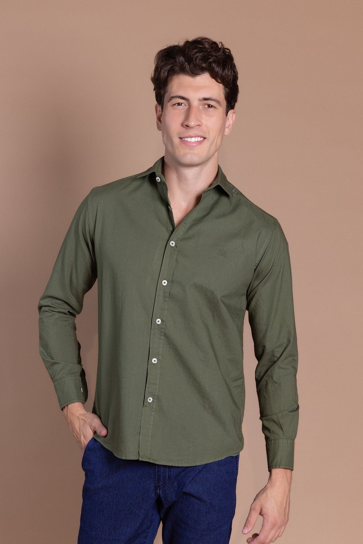 Camisa Oxford Kaki | Garment Dyed