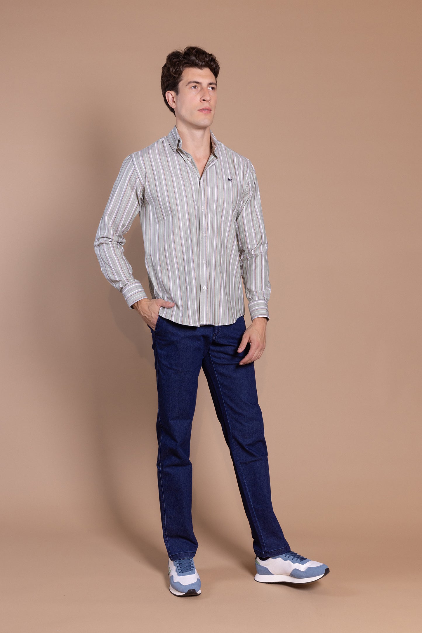 Camisa Rayas Kaki | Cañuelo