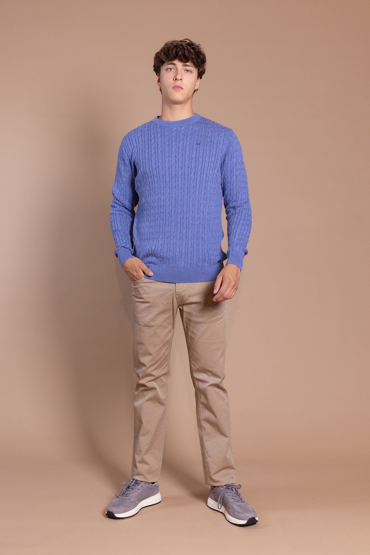 Jersey Ochos Cuello Redondo Azul Medio