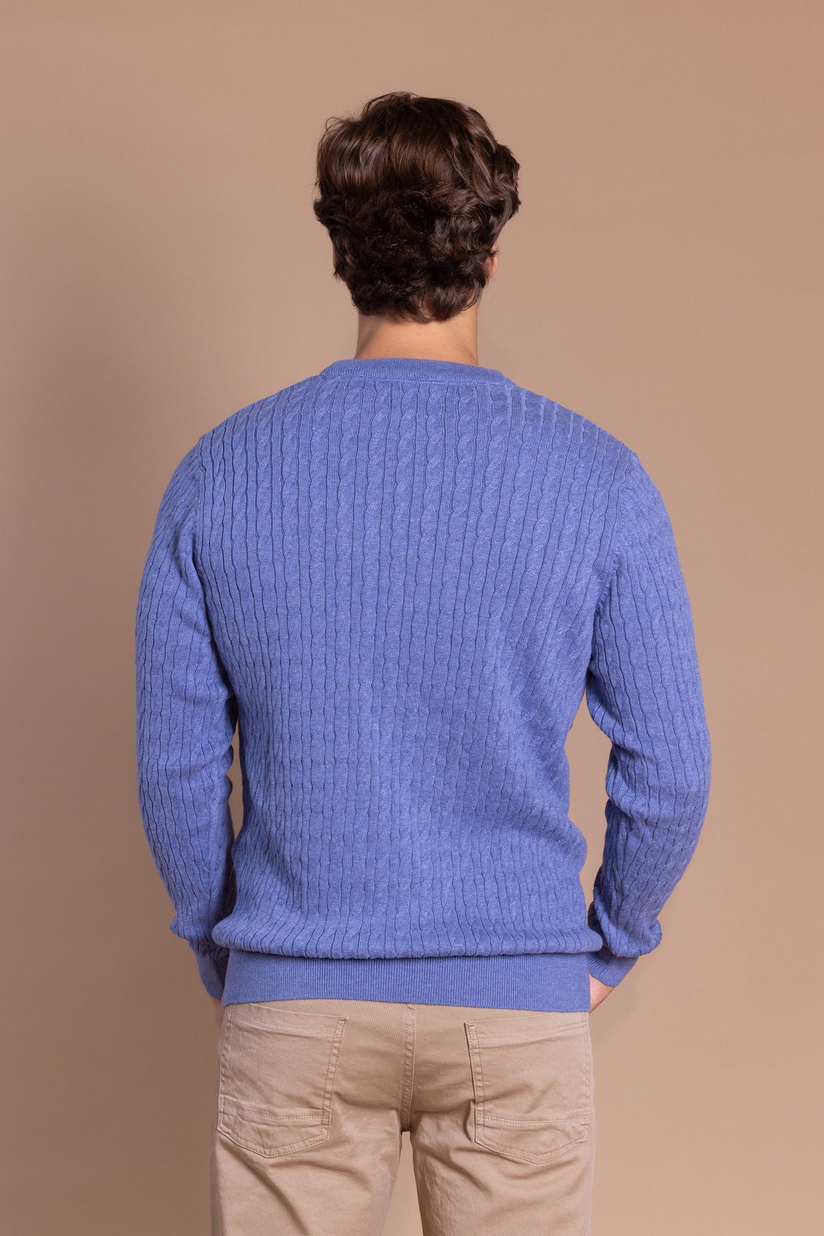 Jersey Ochos Cuello Redondo Azul Medio