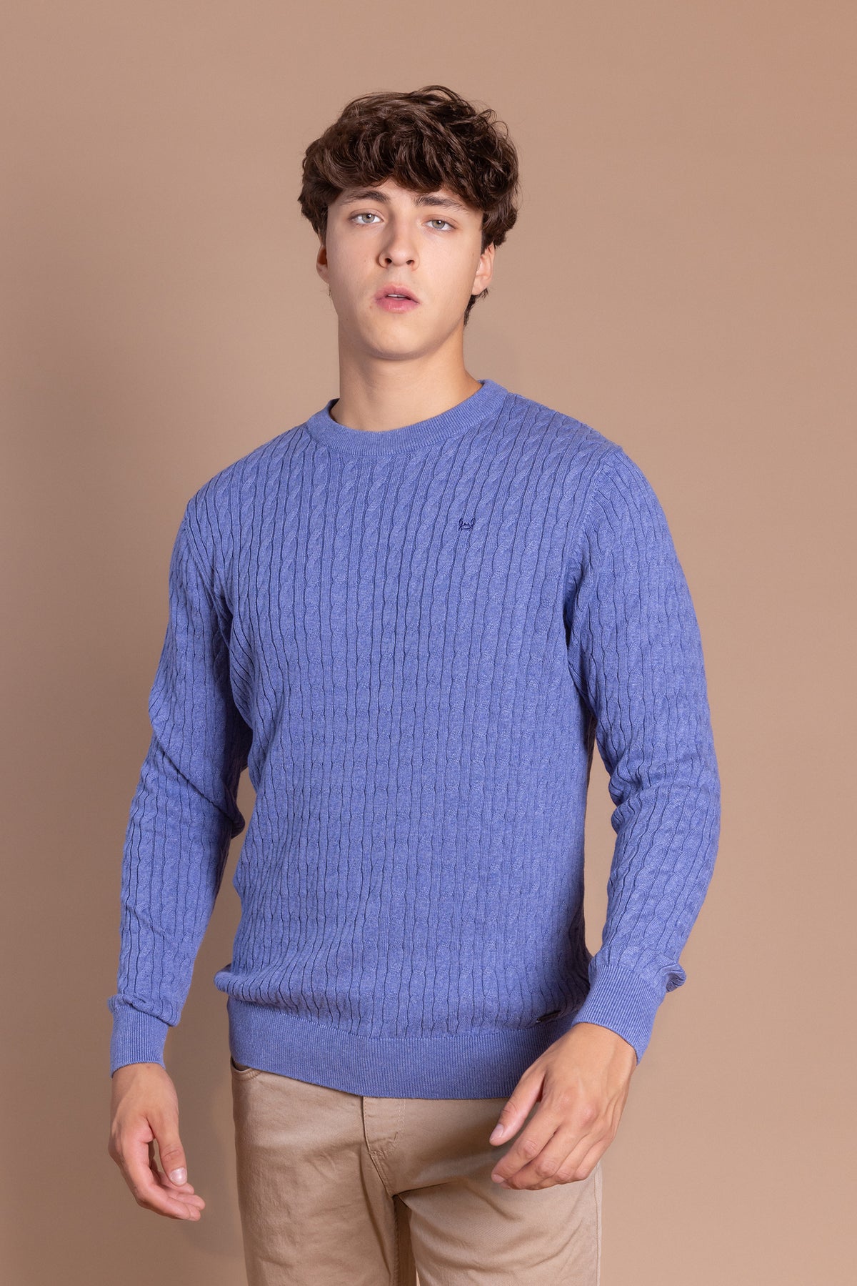 Jersey Ochos Cuello Redondo Azul Medio
