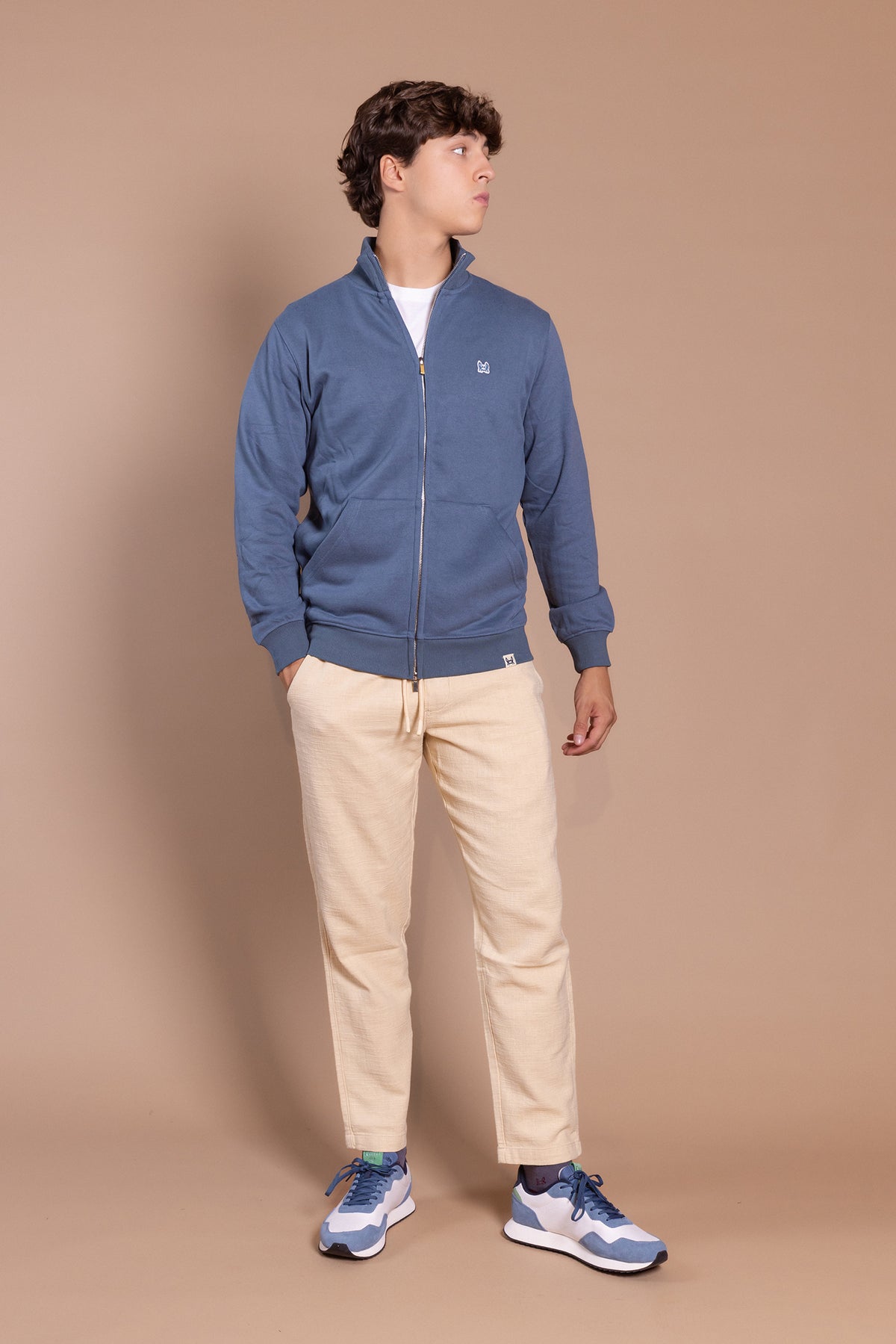 Sudadera Cremallera Tacto Melocotón Petroleo | Roma