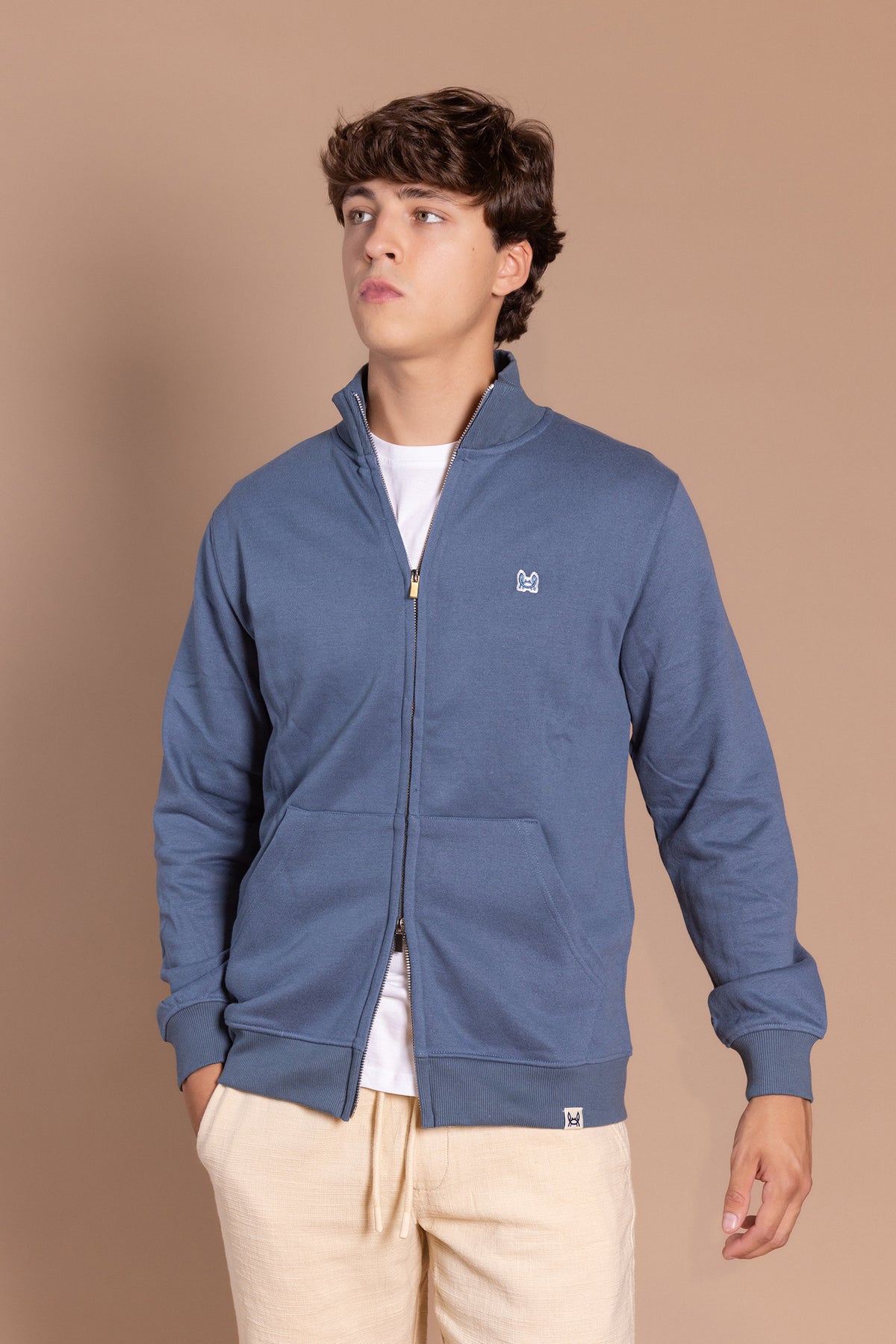 Sudadera Cremallera Tacto Melocotón Petroleo | Roma