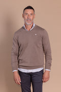 Jersey Básico Cuello Pico Marrón