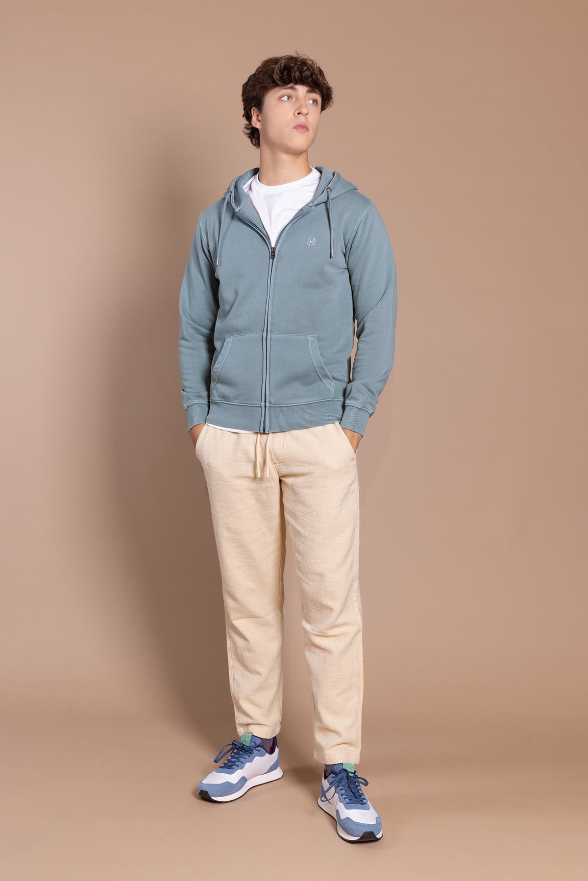 Sudadera Lavada Cremallera Verde | Florencia