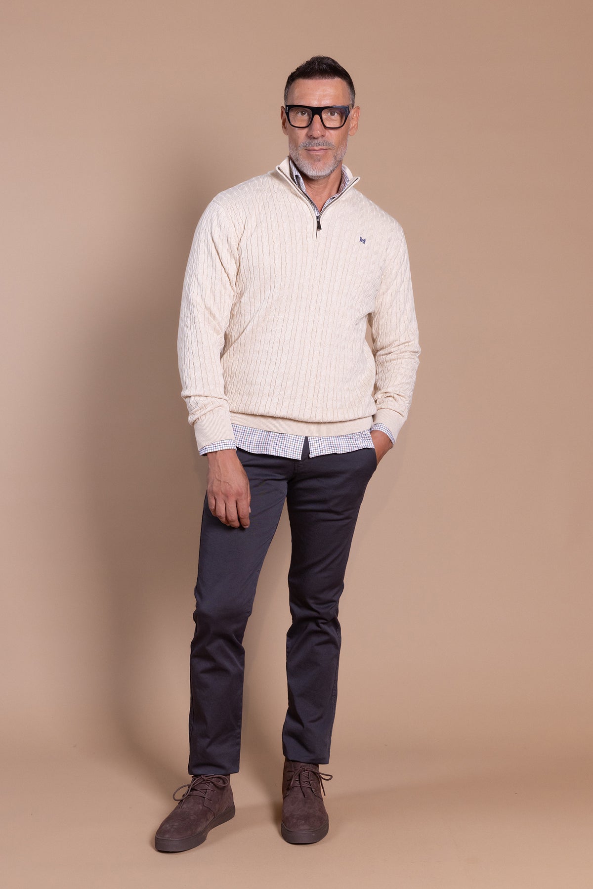 Jersey Ochos Media Cremallera Crema