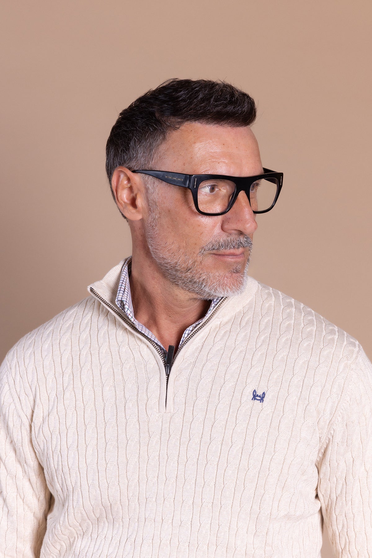 Jersey Ochos Media Cremallera Crema